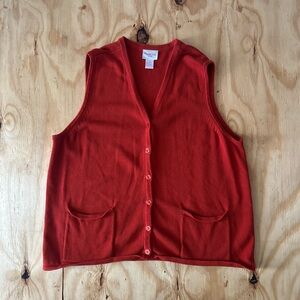 Crystal-Kobe Knit Orange 100% Cotton Button-Up Vest